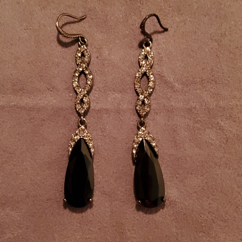 Vintage Black Crystal  Earrings